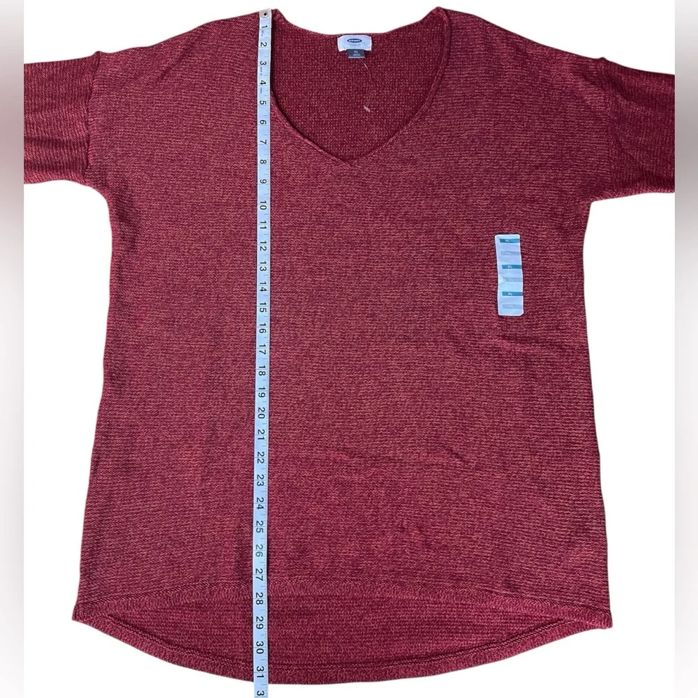 Old Navy Marled V-Neck Tunic Sweater – Size XL – Marled Red – 100% Cotton